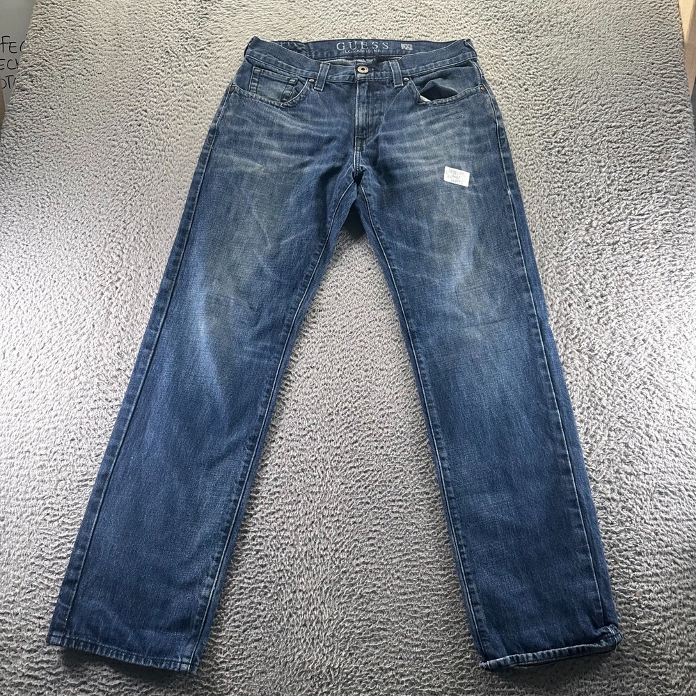 Vintage‎ Guess Rebel Jeans Mens 33x34 Blue Cotton Denim Straight Baggy Workwear